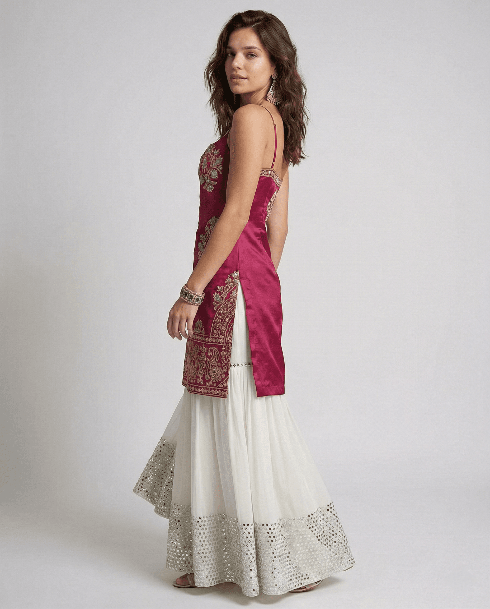 Ivory Regal Texture Kurta Set view 3